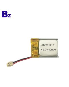 스마트카드를 위한 중국 리튬 전지 제조자 OEM 작은 건전지 BZ 281418 40mAh 3.7V 충전식 LiPo 배터리