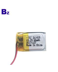 블루투스 헤드폰을위한 중국 리튬 전지 공급자 주문을 받아서 만들어진 건전지 BZ 301419 60mAh 3.7V LiPo 배터리