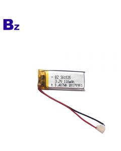 중국 리튬 배터리 제조사 OEM 핸들 조명용 충전식 배터리 BZ 301535 3.7V 110mAh 리튬 폴리머 배터리