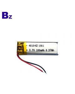 중국 Lipo 배터리 제조업체 OEM 전기 장난감 용 충전식 배터리 BZ 401042 3.7V 100mAh 리튬 폴리머 배터리 KC 인증
