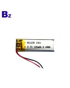 중국 리튬 전지 제조업체 스마트 온도계 용 맞춤형 리튬 폴리머 배터리 BZ 401235 120mAh 3.7V KC 인증서가있는 Lipo 배터리