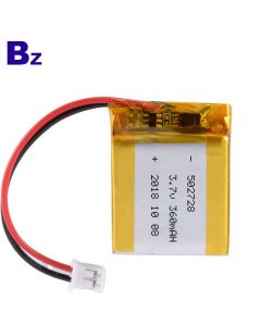중국 리튬 배터리 제조 업체 핸들 조명용 리튬 폴리머 배터리 맞춤화 BZ 502728 360mAh 3.7V Lipo 배터리 와 KC 인증