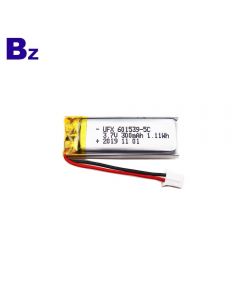 주문을 받아서 만들어진 고가 처분 할 수있는 전자 담배 Lipo 건전지 UFX 601539 5C 3.7V 300mAh 리튬 폴리머 배터리