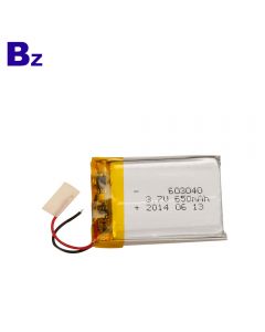 중국어 KC 인증 리튬 배터리 공장 ODM BZ 603040 650mAh 3.7V 분무 장치 용 Lipo 배터리