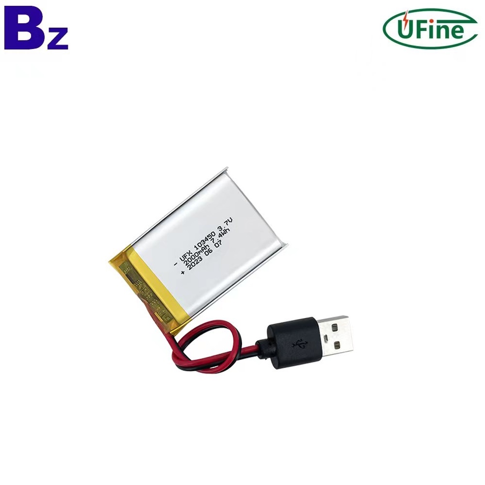 맞춤형 UFX 103450 2000mAh 3.7V 재충전 전지