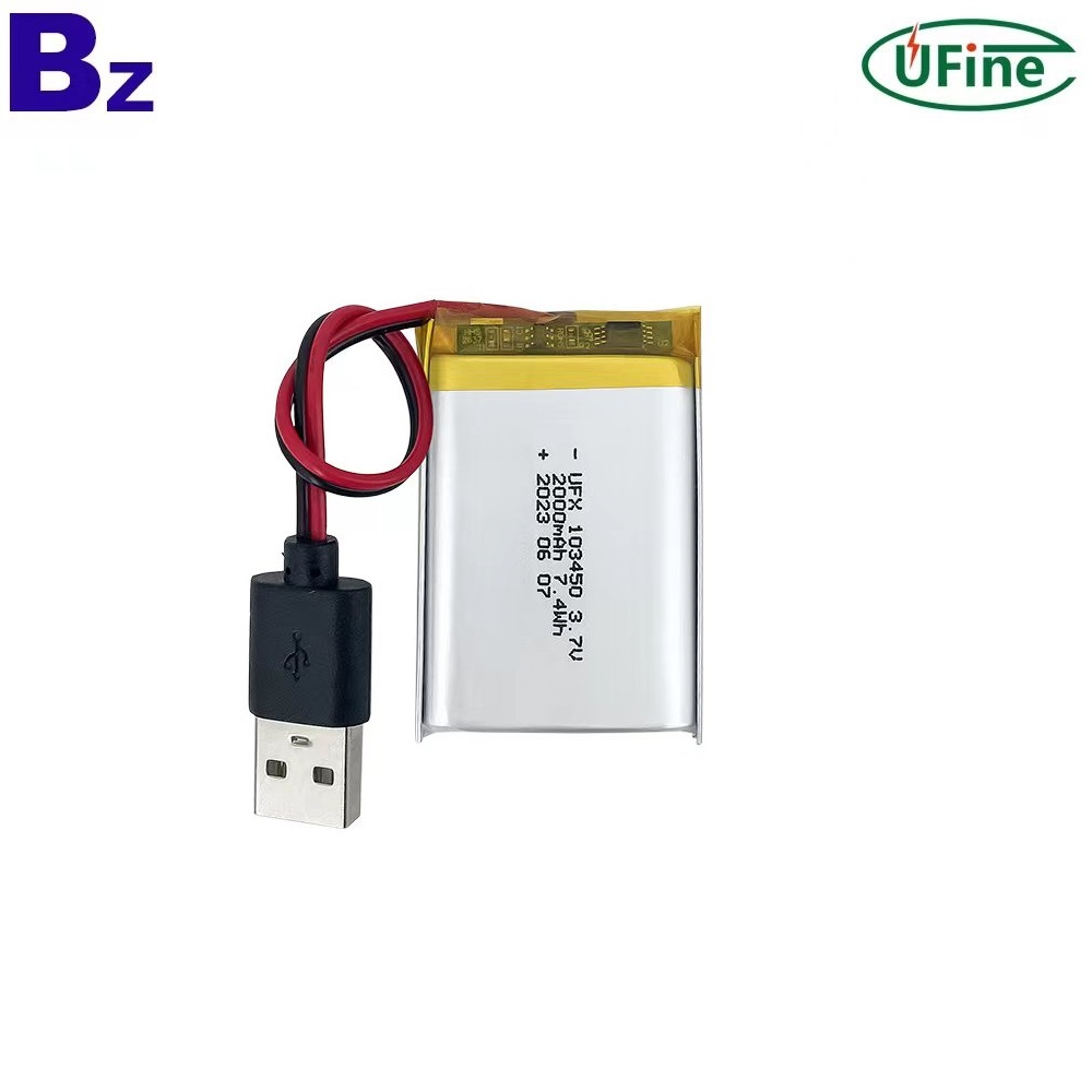 103450 2000mAh 리튬 배터리 USB 커넥터가 있는 