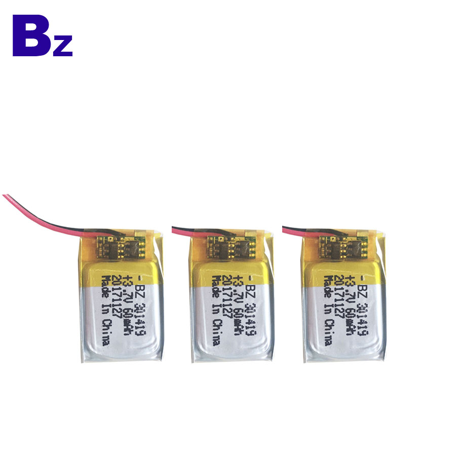 주문을 받아서 만들어진 LiPo 건전지 60mAh 3.7V