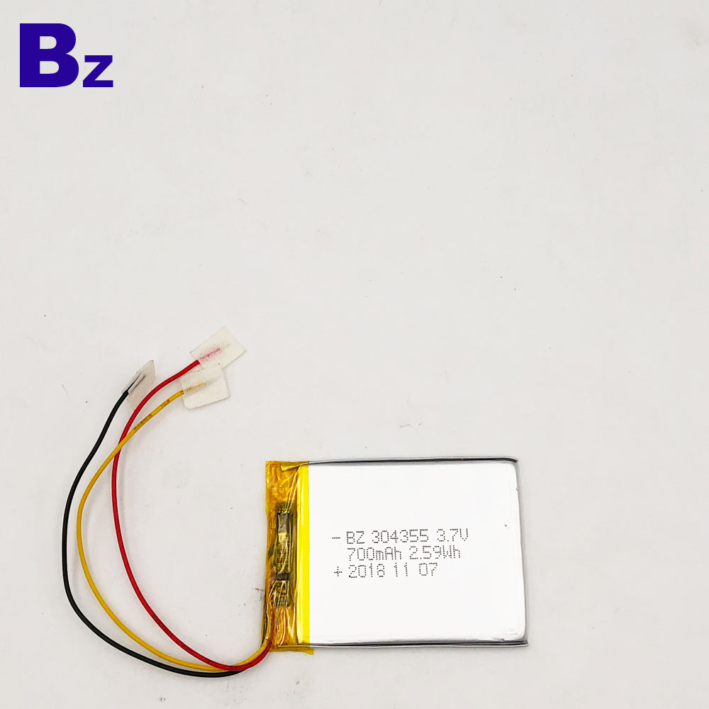 304355 700mAh 3.7V Lipo 배터리