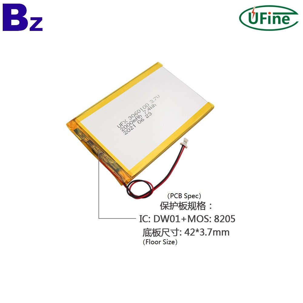 3060100 2000mAh 3.7V 리튬 이온 폴리머 배터리리