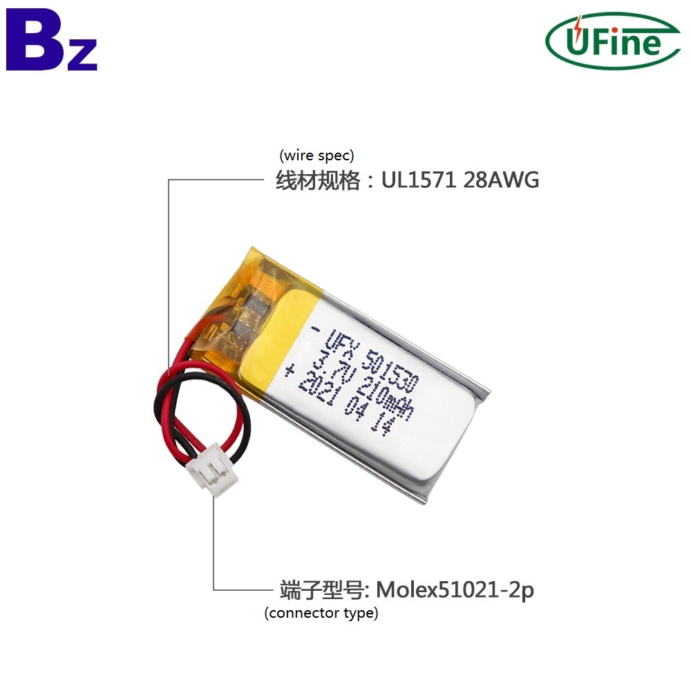 501530 3.7V 210mAh 리튬 폴리머 배터리 501530 3.7V 210mAh 리튬 폴리머 배터리