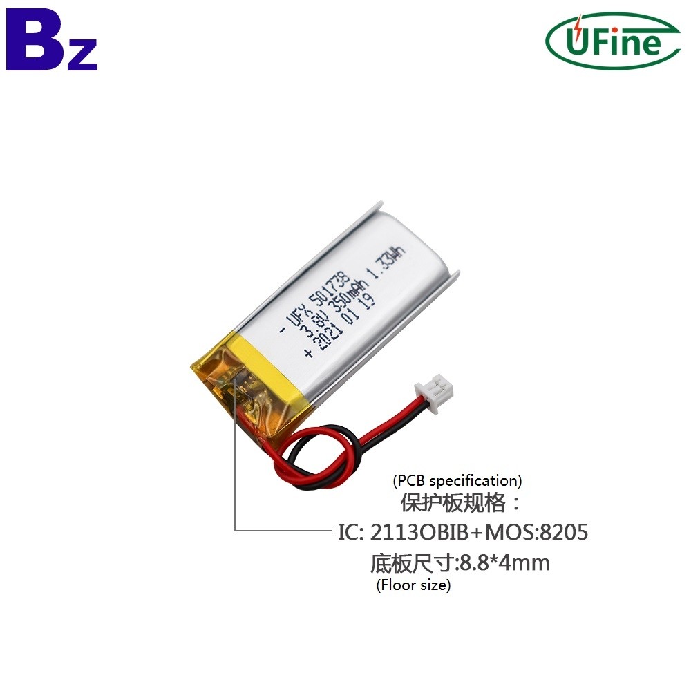 501738 3.8V 350mAh 리튬 폴리머 배터리 501738 3.8V 350mAh 리튬 폴리머 배터리