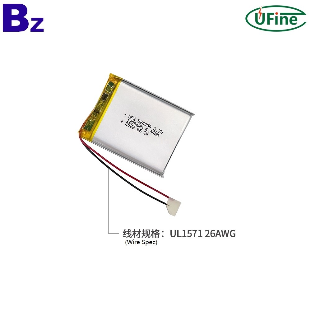 524050 3.7V 1200mAh 리튬 이온 폴리머 배터리