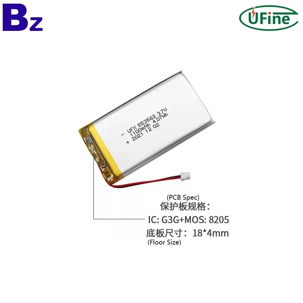 53562 3.7V 1100mAh 충전식 리튬 이온 배터리
