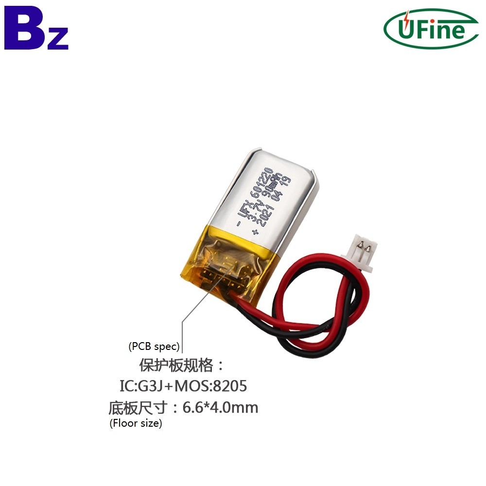 601220 90mAh 3.7V 리튬 폴리머 배터리