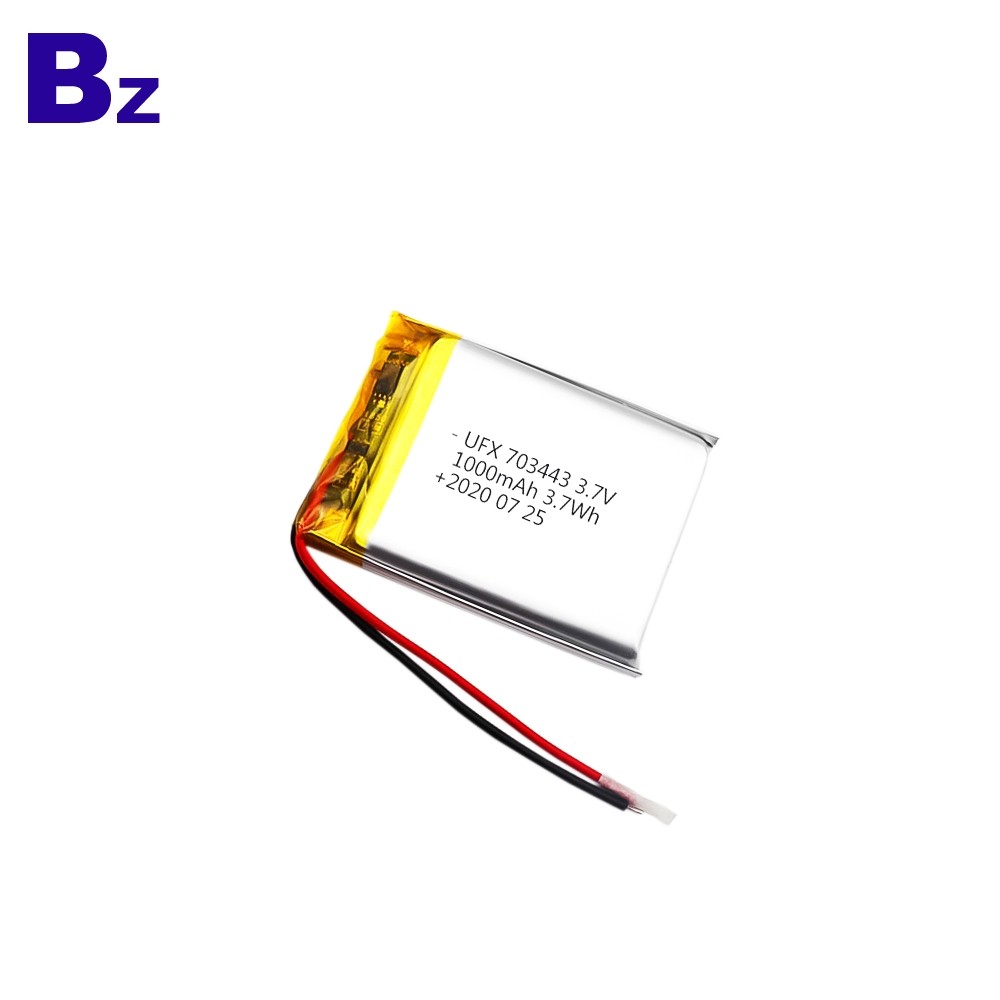 703443 1000mAh 3.7V 리튬 폴리머 배터리