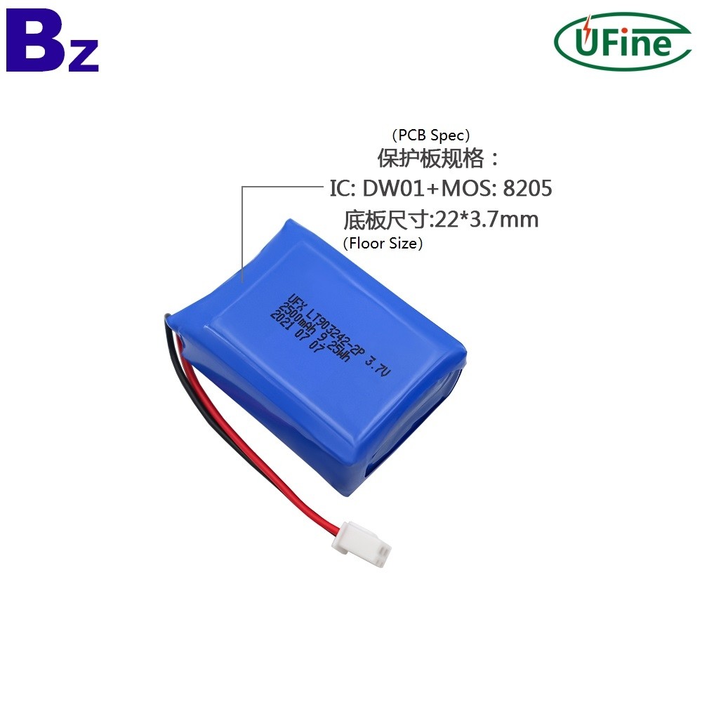 903242-2P 2500mAh 3.7V 폴리머 리튬 이온 배터리