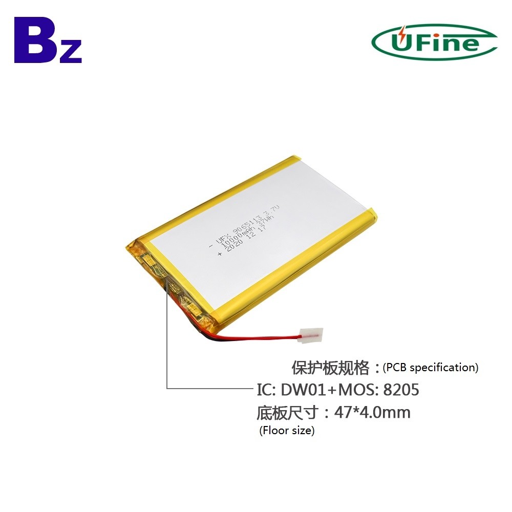 9065113 10000mAh 3.7V 리튬 폴리머 배터리