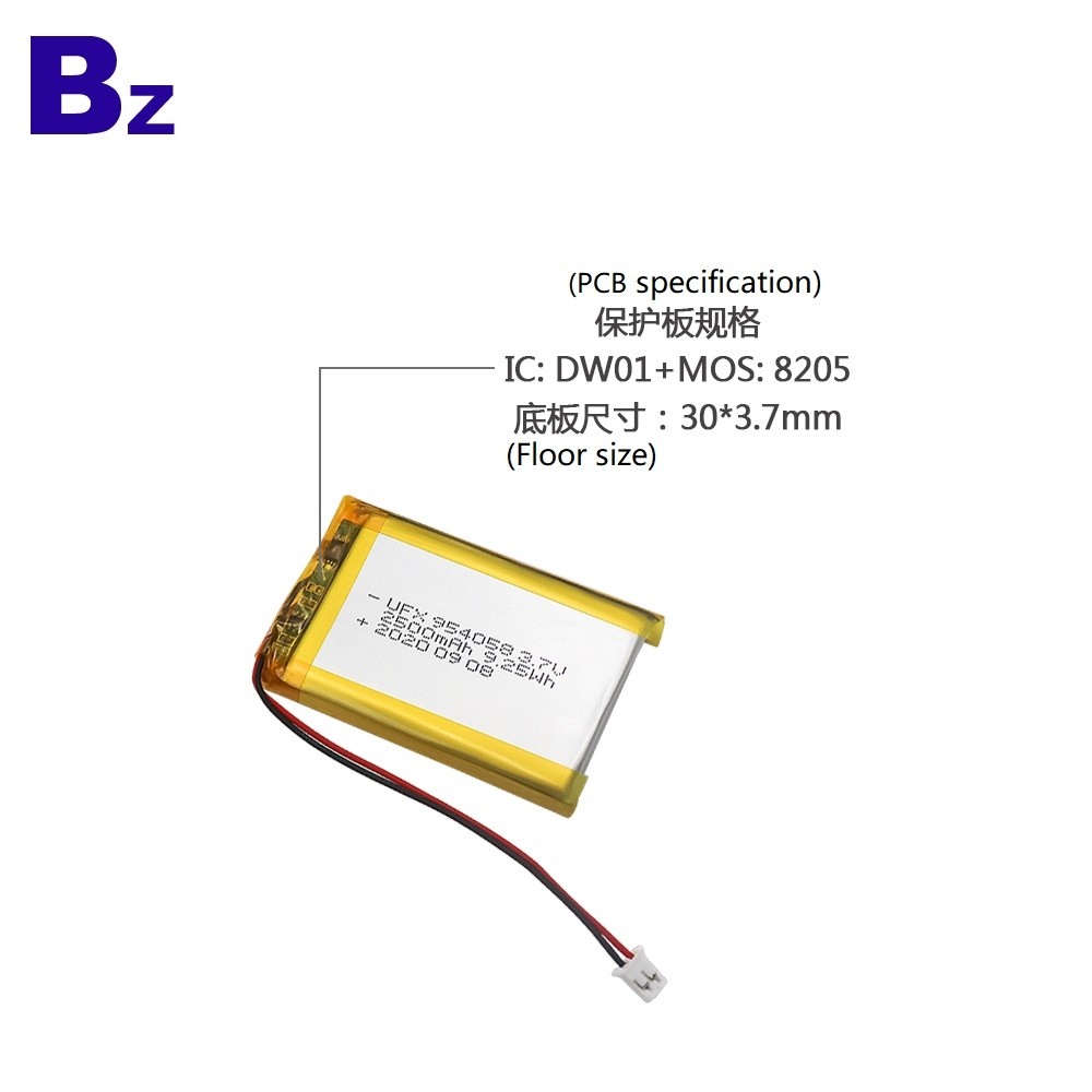 954058 2500mAh 3.7V 리튬 폴리머 배터리