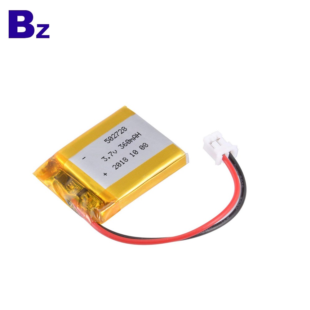 502728 360mAh 3.7V Lipo 배터리