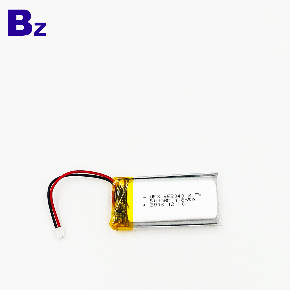 652040 500mAh 3.7V 리튬 폴리머 배터리